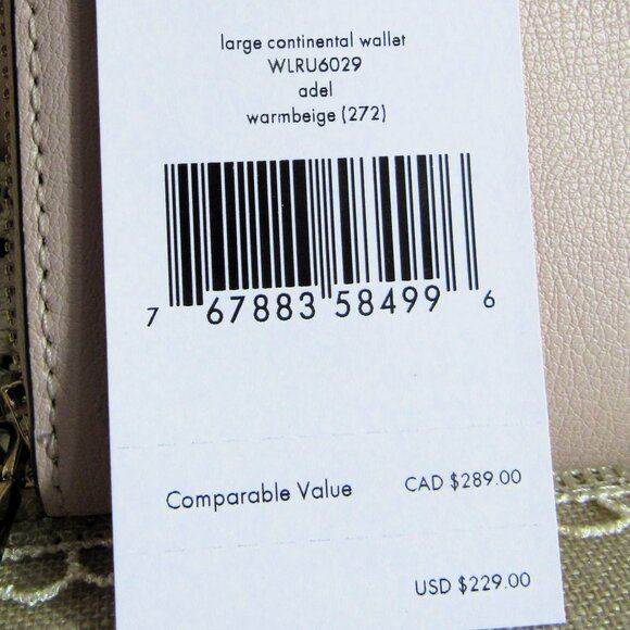 KATE SPADE "BEIGE PINK" CONTINENTAL ORGANIZER WALLET, ORG $ 289 EXCEL CONDITION - Picture 3 of 9